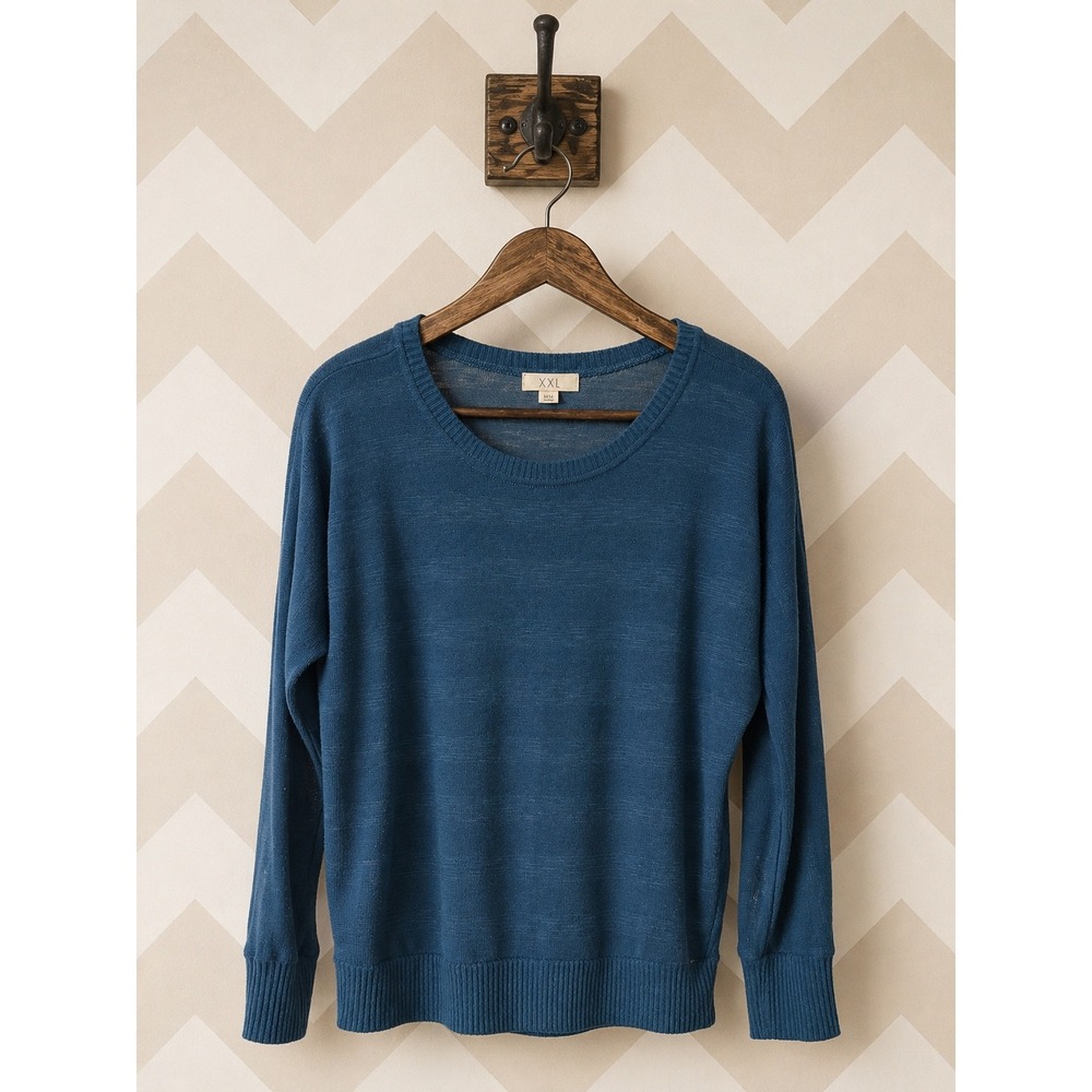 XXI Light Sweater Tone on Tone Stripe Teal Blue Medium